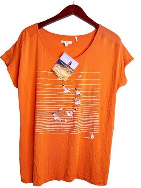 BARBOUR NWT Seagull Renishaw Knit Jersey T Shirt Size 16 in Orange